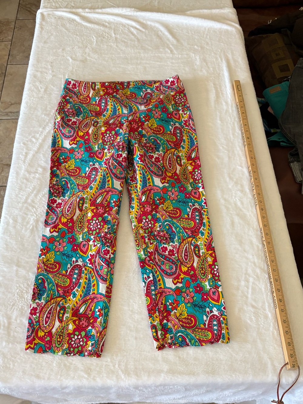 Attyre Turquoise Multi Paisley Capris